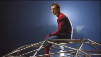 ?? ASSOCIATED PRESS ?? This image released by Columbia Pictures shows Tom Holland in a scene from “SpiderMan: Homecoming.”