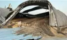  ?? ?? A grain depot at a damaged port terminal after a Russian drone attack on the Danube River in the Odesa region of Ukraine, last month. Photograph: Odesa regional administra­tion handout/EPA