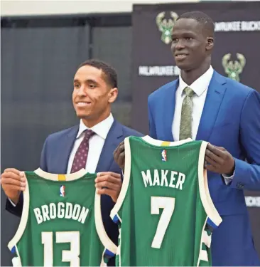  ?? JOURNAL SENTINEL FILES ?? The Bucks hit it big in last year’s draft when they took Thon Maker in the first round and Malcolm Brogdon in the second.