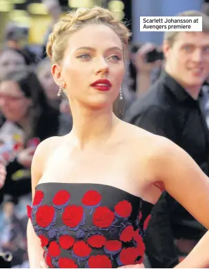  ??  ?? Scarlett Johansson at Avengers premiere