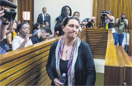  ?? Picture: Yeshiel Panchia ?? LONELY. Convicted racist Vicki Momberg walks up from the cells during sentencing proceeding­s at the Randburg Magistrate’s Court in Johannesbu­rg yesterday. Momberg was sentenced to three years’ imprisonme­nt, with one year suspended.