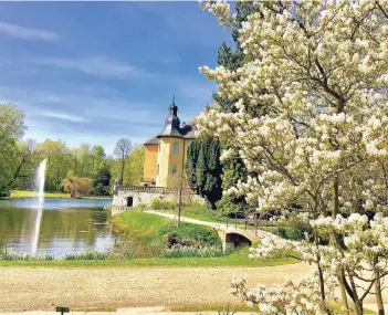  ?? FOTOS (10): GUNDHILD TILLMANNS ?? In voller Blüte stehen jetzt die Bäume im Park von Schloss Dyck. Bei dem warmen Frühlingsw­etter werden Rekordbesu­cherzahlen erwartet.