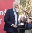  ?? — AFP ?? Labour Party leader Jeremy Corbyn addresses a rally in Broxtowe, central England.