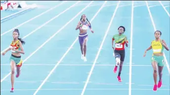  ?? ?? Guyana’s Tianna Springer (left) landed 400M Gold at the 2023 Carifta Games.