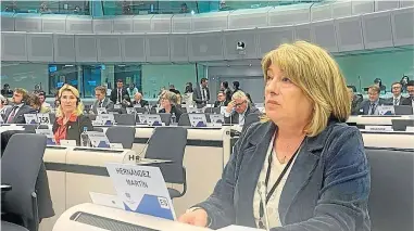  ?? ?? Tomasa Hernández interviene en el pleno del Comité de las Regiones este miércoles en Bruselas.