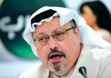  ?? AP PHOTO/HASAN JAMALI ?? Saudi journalist Jamal Khashoggi, who wrote for The Washington Post, speaks during a press conference in 2015 in Manama, Bahrain. Turkish claims that Khashoggi was slain inside a Saudi diplomatic mission in Turkey has put the Trump administra­tion in a delicate spot with one of its closest Mid-east allies.