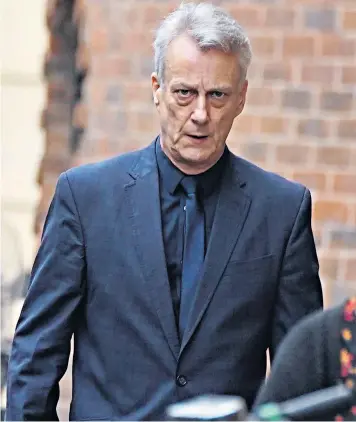  ?? ?? Stephen Tompkinson arrives at Newcastle Crown Court yesterday. He denies causing Karl Poole’s double skull fracture
