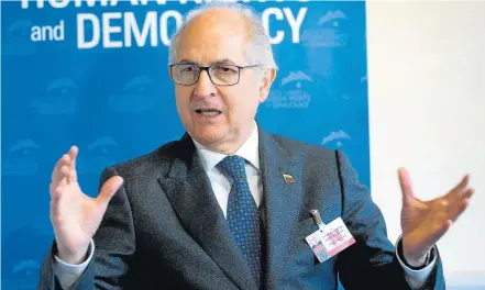  ?? PIERRE ALBOUY / REUTERS - 20/2/2018 ?? Diplomacia. Antonio Ledezma, ex-prefeito de Caracas: em busca de aumentar a pressão sobre regime chavista