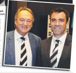  ?? Pictures: GLENN FERGUSON ?? Geelong Hall of Fame inductees Tom Lonergan, Frank Costa and Mathew Stokes at last night’s event and (inset) Brian Cook and coach Chris Scott, who was made a life member.