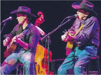  ??  ?? Corb Lund, left, and Ian Tyson perform Tuesday evening at the Royal Theatre.