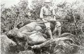  ??  ?? KILLER OF BEASTS: Big game hunter Jan Pretorius, below, was brought in to shoot the elephants at Addo in the years preceding 1920. That was when the provincial administra­tion opted to preserve 16 animals.