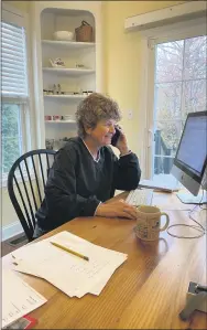  ?? SUBMITTED PHOTO ?? Democrat Deb Ciamacca works the phone for her campaign in the 168th District.