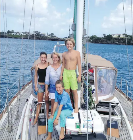  ?? PATRICK PETERS ?? Corice Peters with her children Ciara, Cameron and Truly. Along with father Patrick, the family spent three years travelling the Pacific Rim from Florida to Australia. The family has returned to Abbotsford and are looking to sell their 60-foot sailboat, Stop Work Order.