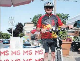  ?? KRIS DUBE
THE WELLAND TRIBUNE ?? Port Colborne resident Larry Peyton continues to cycle toward a cure for MS.