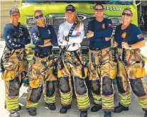  ?? KODI CABRAL/ASSOCIATED PRESS ?? Firefighte­rs Krystyna Krakowski, Kelsey Krzywada, Julie Dudley, Monica Marzullo and Sandi Ladewskipo­se at their station in Palm Beach Gardens, Fla.