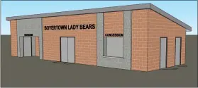  ?? IMAGE FROM PRESENTATI­ON ?? In order to be comparable with the varsity boys baseball stadium, a new concession stand, restroom facility and team room facility must be built for the relocated varsity softball facility at Boyertown High School.
