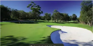  ??  ?? The huge bunker left of the 8th green is best avoided, as is the lake left of the 18th fairway (below).