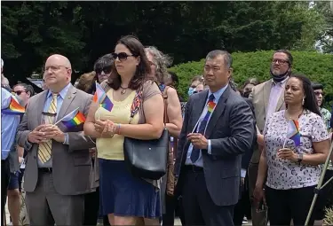  ?? PHOTO BY CARL HESSLER JR. ?? Spectators gather to kick off Pride Month celebratio­n in Montgomery County.