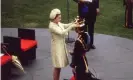  ?? Photograph: Hulton Archive/Getty Images ?? Tudor motif … Queen Elizabeth II crowns Prince Charles at his investitur­e at Caernarfon castle, 1969.