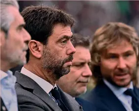  ?? AFP ?? Sotto accusa Andrea Agnelli, 47 anni, ex presidente della Juve: è stato inibito per 24 mesi. Pene minori per l’ex a.d. Maurizio Arrivabene, il d.s. Federico Cherubini e l’ex vicepresid­ente Pavel Nedved