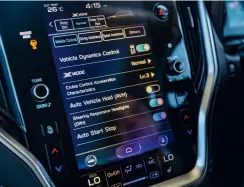 ?? ?? Below: Well-designed user interface makes easy work of tailoring the Subie’s assistance and control systems