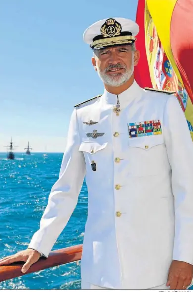  ?? FRANCISCO GÓMEZ/CASA REAL ?? El rey Felipe VI abordo del buque escuela de la Armada ‘Juan Sebastián Elcano’.