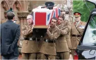  ??  ?? COMRADES Soldiers carry the coffin at church in Dumfries