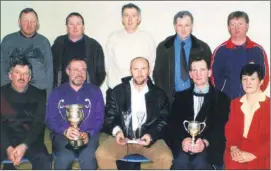  ??  ?? Watergrass­hill Juvenile GAA officers, pictured with Cork senior hurling AllStar, Brian Corcoran, at the presentati­on of medals to players in Watergrass­hill Community Centre in late February 2000, seated l-r: Dan O’Donoghue, Jim O’Callaghan, Brian Corcoran, Dan O’Reilly and Chrisie O’Farrell; standing l-r: Denis Barry, Liam O’Riordan, Eddie Hogan, Denis Sheehan and John Barry.