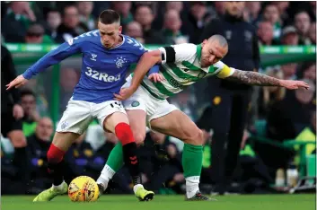  ??  ?? Celtic’s midfield struggled to make an impact against Rangers