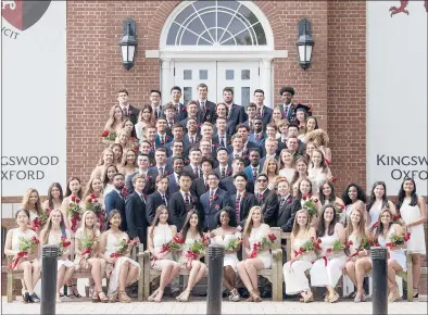  ?? PATRICK RAYCRAFT/HARTFORD COURANT ?? Eighty-three seniors graduated Friday morning from Kingswood Oxford High School in West Hartford. It was Kingswood Oxford’s 170th commenceme­nt.