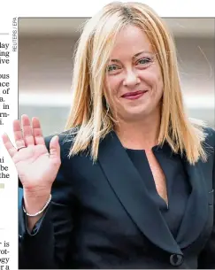  ?? ?? BRAVA! Giorgia Meloni, 45, was sworn as Italy’s premier