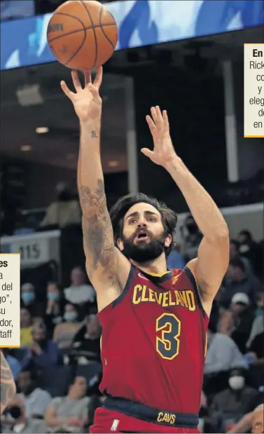  ?? ?? Ricky Rubio lanza durante el segundo partido de la temporada de los Cavaliers, contra los Hornets.