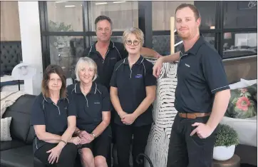  ?? Picture: PAUL CARRACHER ?? QUALITY FOCUS: The team at Forty Winks Horsham, from left, Kerry Cassidy, Lyn Hofmaier, Keith Emmerson, Jenny Grimble and Mick Shannon, will exhibit at the Wimmera Machinery Field Days for the first time this year, helping event patrons to get a great night’s sleep.