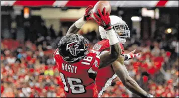  ?? KEVIN C. COX/ GETTY IMAGES ?? Justin Hardy is among the three top Falcons wide receivers behind All-Pro Julio Jones and Mohamed Sanu.