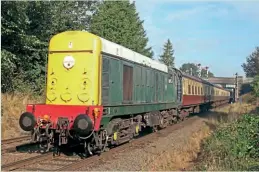  ?? Paul Biggs ?? Looking suitably bulled up, following the recent applicatio­n of full yellow ends, Great Central Railway bases Class 20, D8098, approaches Charnwood Water on October 9, while working a Loughborou­gh Central to Leicester North service.