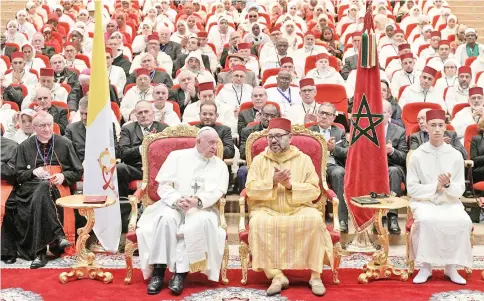  ??  ?? Francis visits Morocco’s Mohammed VI Institute of Imams in Rabat, Morocco. — Reuters photo