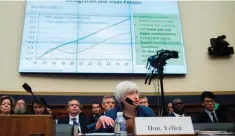  ??  ?? Yellen testifying before the House Financial Services Committee on Capitol Hill in Washington DC on Wednesday.