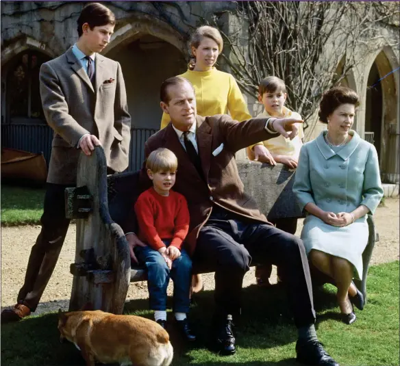  ??  ?? NOT ALWAYS SO CLOSE: Philip at Windsor with the Queen, Charles, Anne, Andrew and Edward in 1968