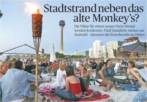  ?? RP-FOTO: GABRIEL ?? Erinnerung­en an einen Strand: Bis 2006 konnten die Düsseldorf­er laue Sommeraben­de auf Monkey’s Island verbringen.