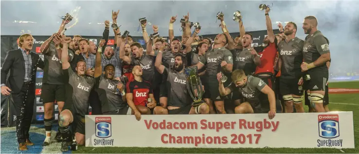  ?? Photo: Zimbio ?? Crusaders crowned the 2017 champions during the Super Rugby final match against the Emirates Lions at Emirates Airline Park on August 6, 2017 in Johannesbu­rg, South Africa.