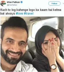  ??  ?? Irfan Khan got trolled and called a bad Muslim for posting a picture with his wife where her forearms were visible and nails painted