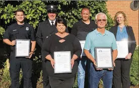  ?? CONTRIBUTE­D ?? Washington Twp. employees were honored with 2018 Employee Excellence awards Monday. Back left to right: Paul Conover, Grant Hawkins, Gary Cox, Linda Shutts; front left to right, Amber Renfrow, Bill Krugh.