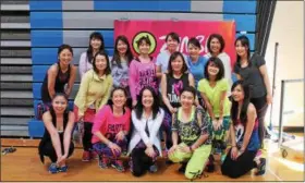  ?? PHOTOS BY LAUREN HALLIGAN — LHALLIGAN@DIGITALFIR­STMEDIA.COM ?? A group of women, including event organizer Mayumi Kato, at the second annual Zumbathon Charity Event for the American Diabetes Associatio­n on Sunday at Saratoga Springs High School.