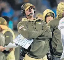  ??  ?? Dolphins head coach Adam Gase looks on during Monday’s loss to the Panthers, Miami’s third straight loss.