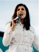  ?? TAYLOR GLASCOCK/NEW YORK TIMES ?? Nikki Haley, who got a head start on fund-raising over potential rivals, called for “generation­al change.”