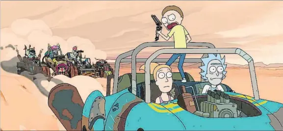  ?? ADULTSWIM ?? Rick y Morty parodia el universo de Mad Max en la tercera temporada que TNT estrenará el 29 de septiembre