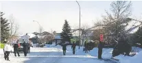  ??  ?? This photo posted by a participan­t shows Saturday's anti-mask protest in front of the family home of Saskatchew­an's chief medical health officer.
