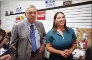  ?? ASSOCIATED PRESS FILE PHOTO ?? Ron Weiser, left, chairman of the Michigan Republican Party, and Ronna Romney McDaniel, National Republican Committee chairwoman