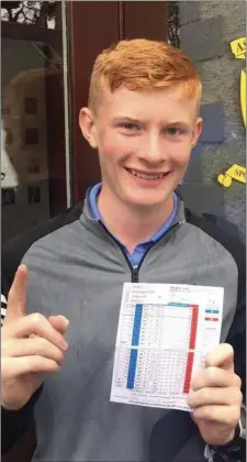  ??  ?? Thirteen-year-old Laytown & Bettystown junior playerTadh­g Lynch, who scored a hole-in-one on the 13th hole in theWard League competitio­n played at Ashbourne Golf Club.