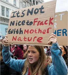  ?? ?? Protest: Plans for energy self-sufficienc­y have included controvers­ial fracking